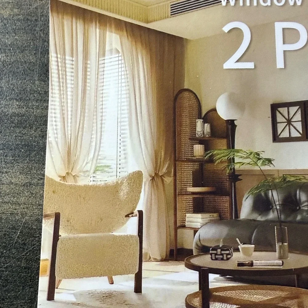 BRIGHTSHEER Window Curtains 2 Pack Beige Linen Blend Grommet Top Light Filtering